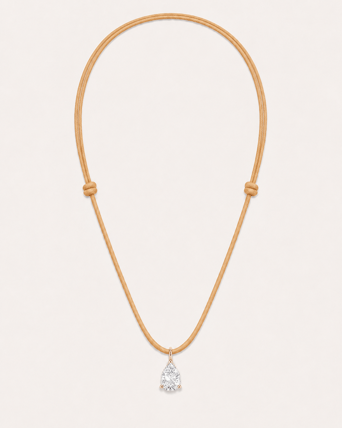 Collier cordon jaune LA POIRE Signature — or rose massif 14 carats diamant synthèse taille poire 0,50 ct D–E VS+ DYAMKA