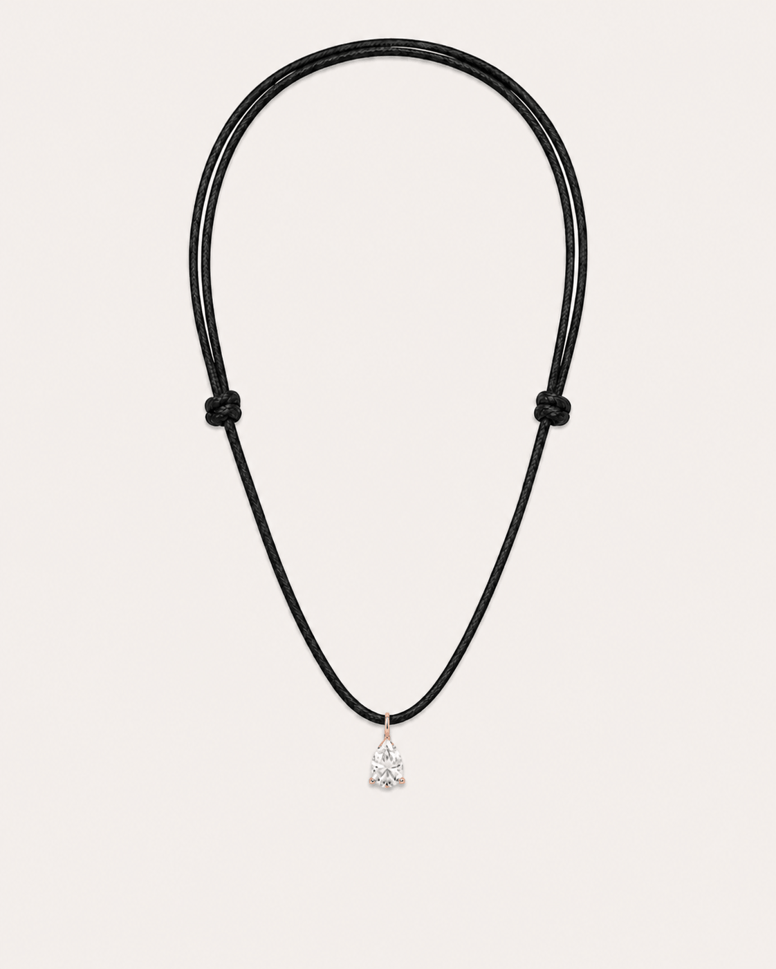 Collier cordon noir LA POIRE Signature — or rose massif 14 carats diamant synthèse taille poire 0,50 ct D–E VS+ DYAMKA