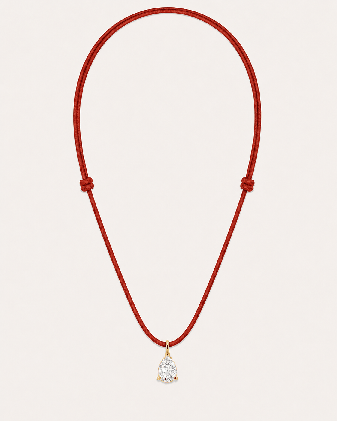 Collier cordon rouge LA POIRE Signature — or jaune massif 14 carats diamant synthèse taille poire 0,50 ct D–E VS+ DYAMKA