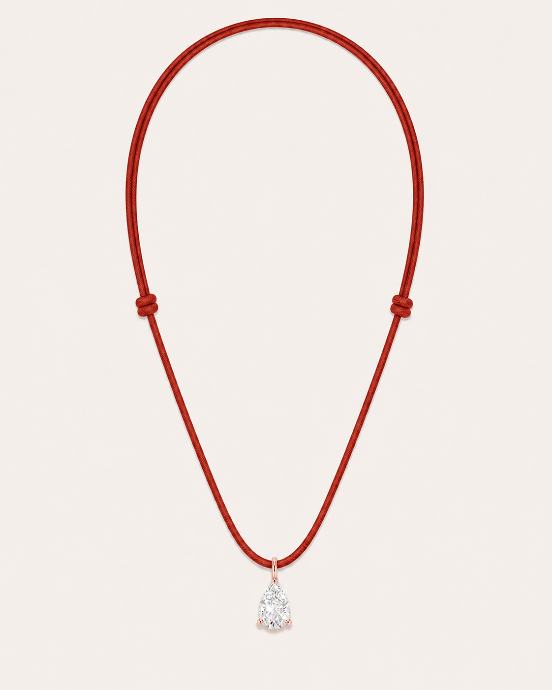 Collier cordon rouge LA POIRE Signature — or rose massif 14 carats diamant synthèse taille poire 0,50 ct D–E VS+ DYAMKA