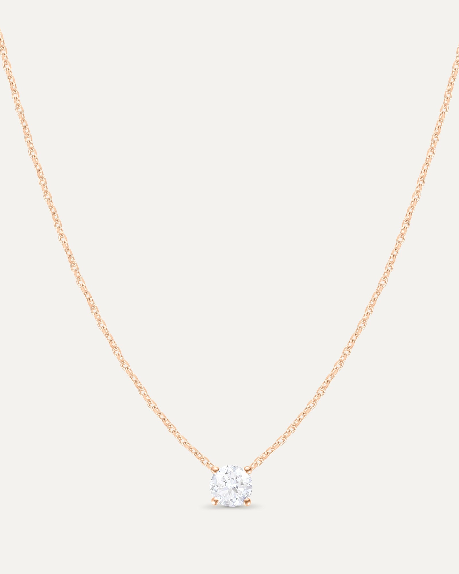 Collier diamant 0,25 carat en or massif 375 rose, bijou minimaliste femme