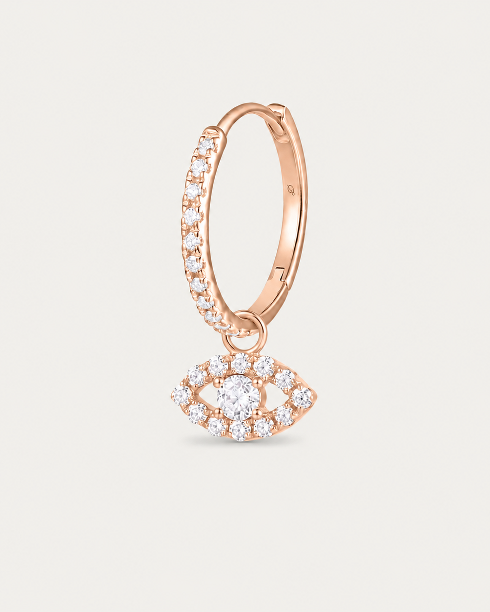 Créole Must Pavée + Charm Œil — or rose massif 14 carats 13 diamants synthèse