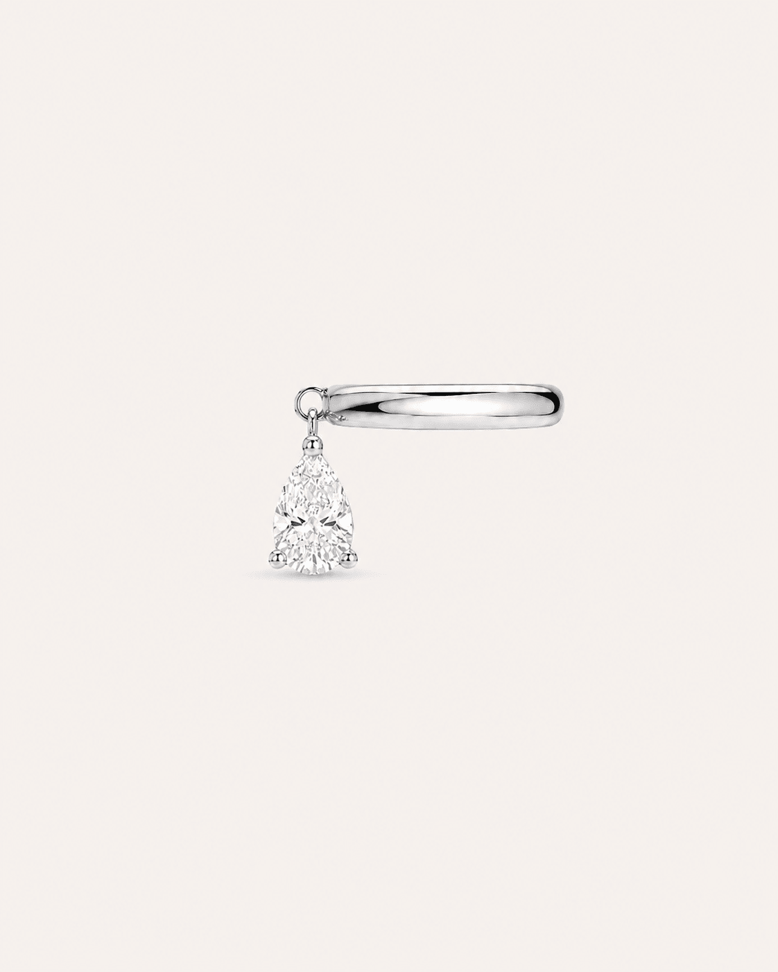 Earcuff LA POIRE Libre — or blanc massif 14 carats diamant synthèse taille poire 0,15 ct D–E VS+ DYAMKA
