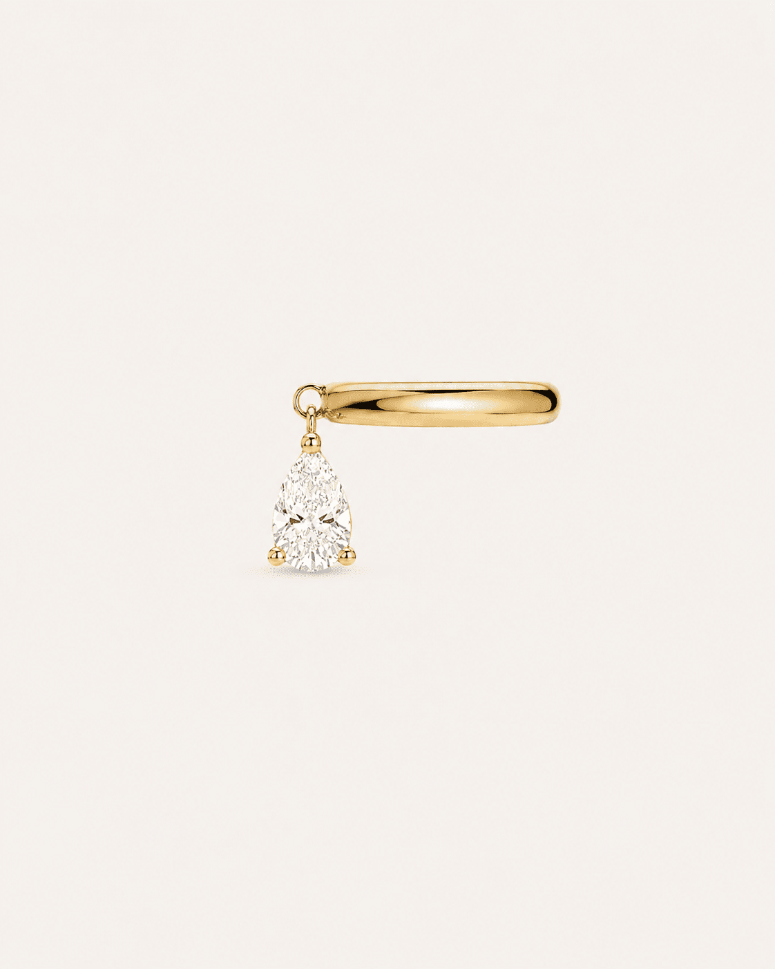 Earcuff LA POIRE Libre — or jaune massif 14 carats diamant synthèse taille poire 0,15 ct D–E VS+ DYAMKA