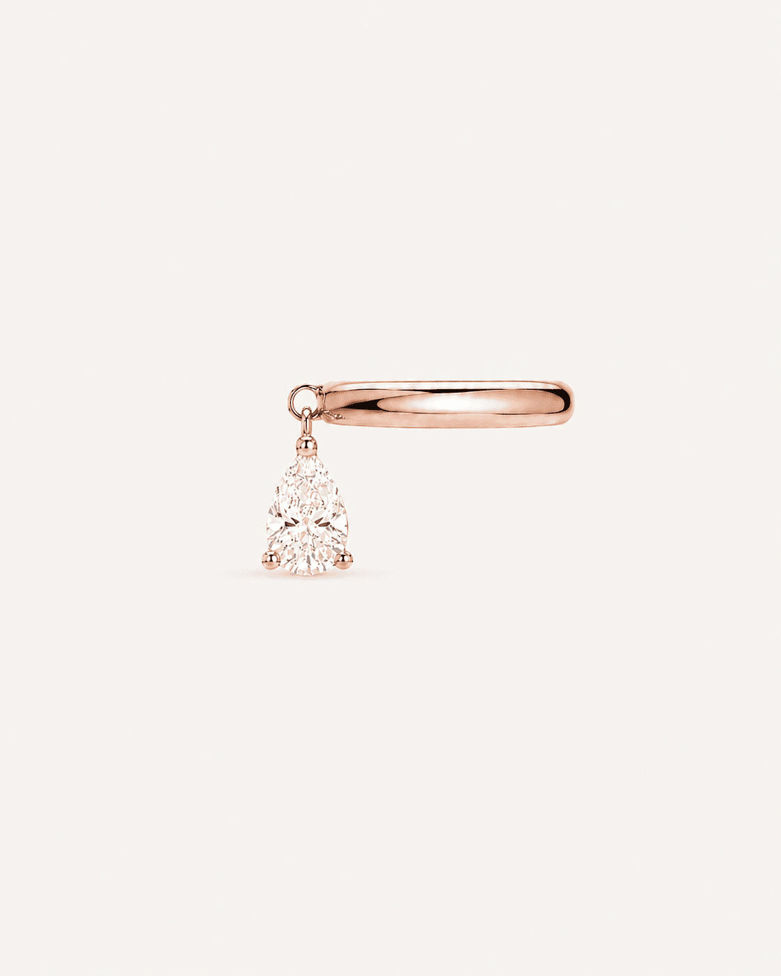 Earcuff LA POIRE Libre — or rose massif 14 carats diamant synthèse taille poire 0,15 ct D–E VS+ DYAMKA