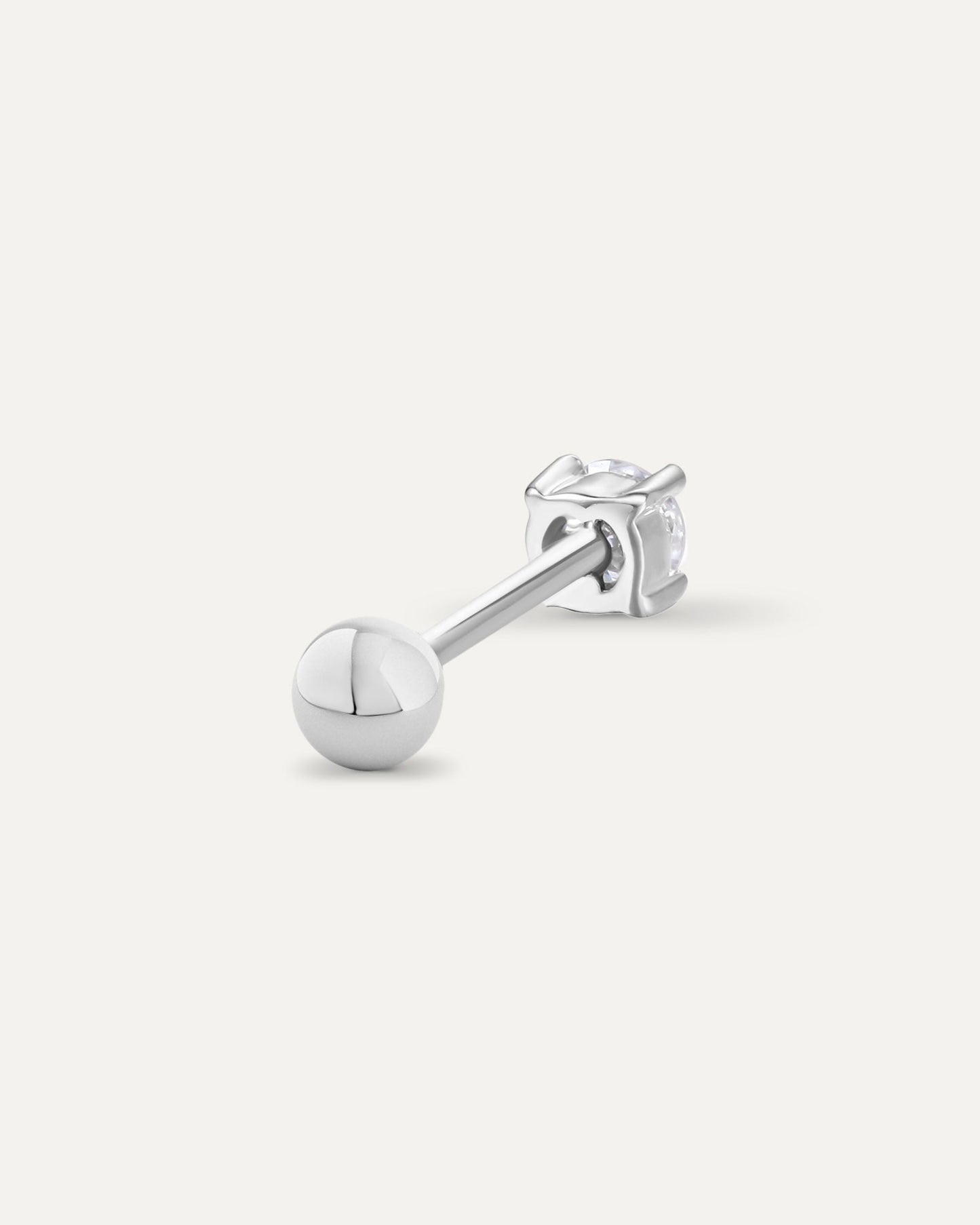 Piercing diamant 0,11 carat en or massif 375 blanc vue de derrière