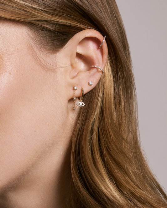 Piercing diamant 0,11 carat en or massif 375 jaune porté | PR01585TUJ - PR01585TUR