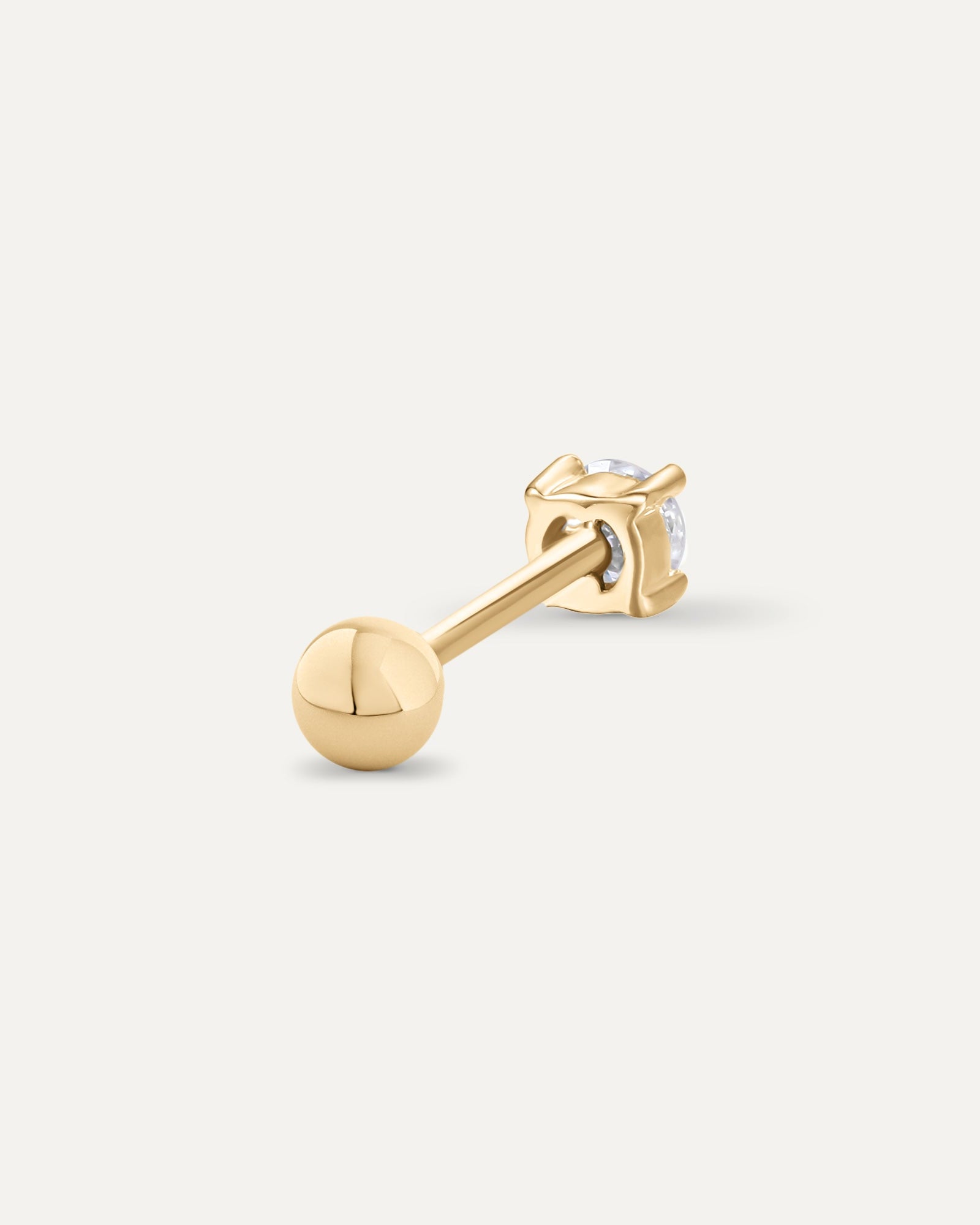 Piercing diamant 0,11 carat en or massif 375 jaune vue de derrière