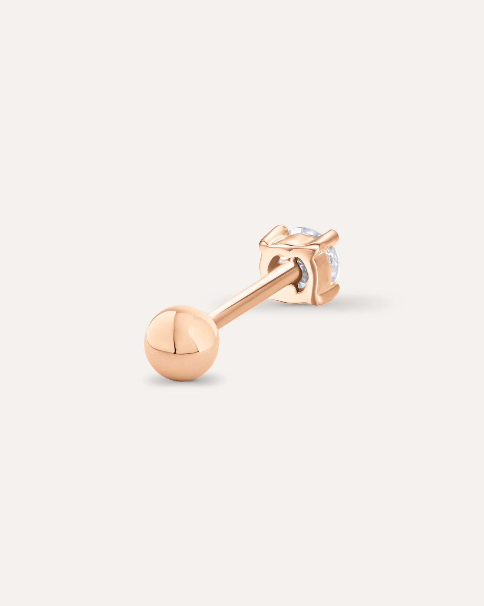 Piercing diamant 0,11 carat en or massif 375 rose vue de derrière