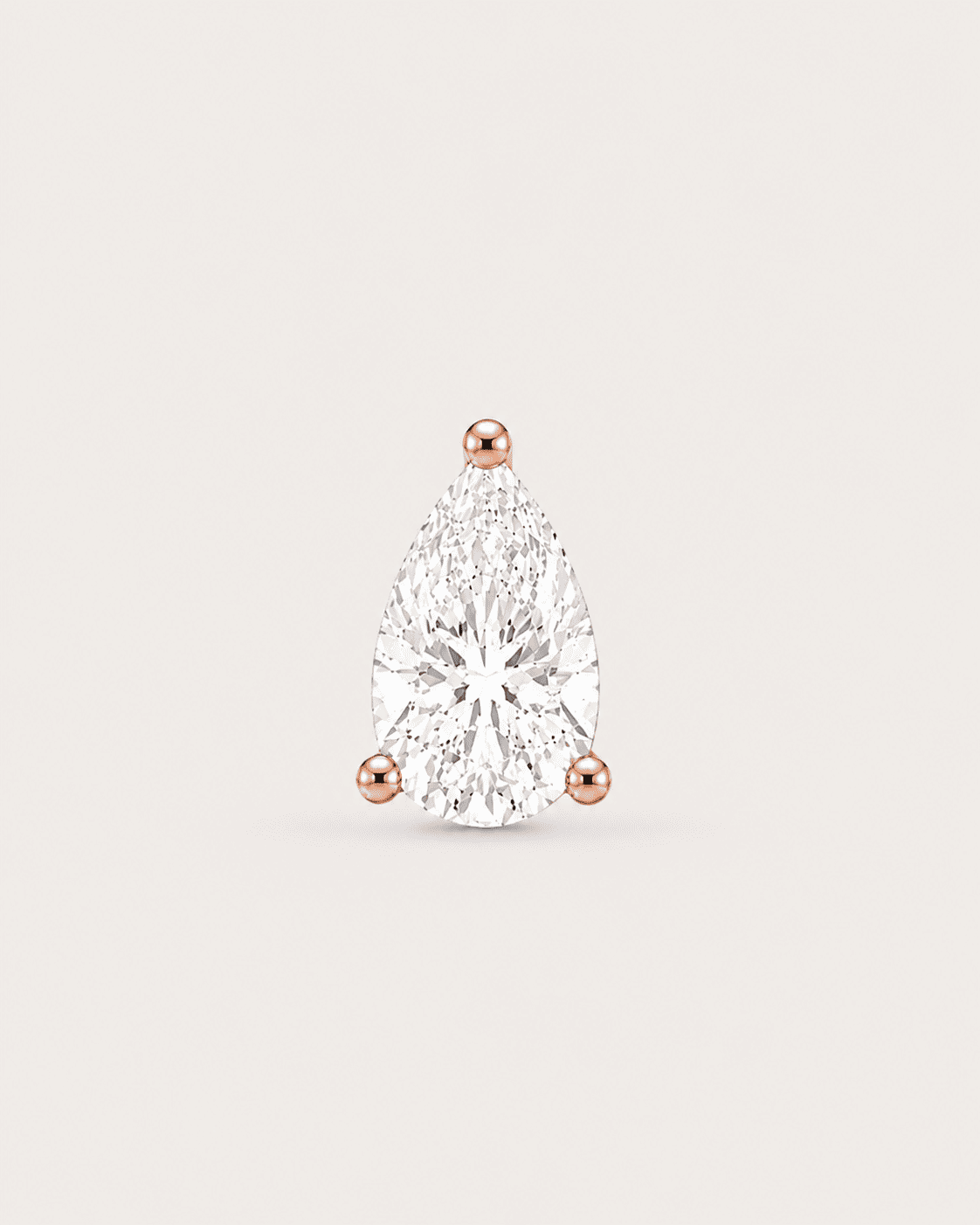 Détail Puce LA POIRE Absolue — or rose massif 14 carats diamant synthèse taille poire 0,15 ct D–E VS+ DYAMKA
