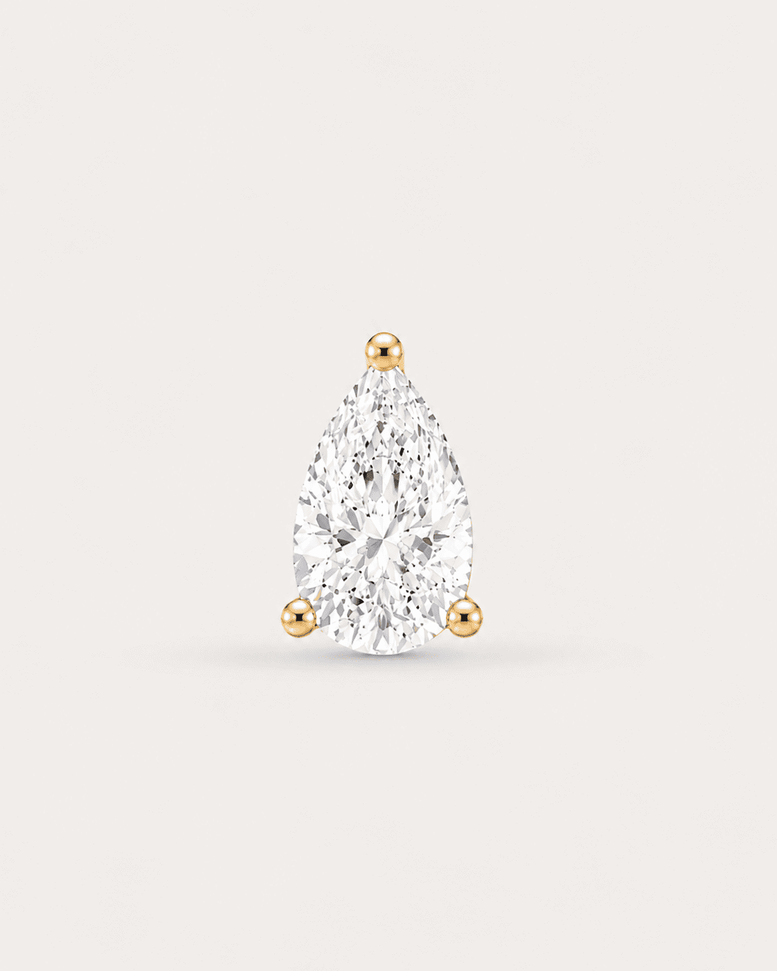 Détail Puce LA POIRE Absolue — or jaune massif 14 carats diamant synthèse taille poire 0,15 ct D–E VS+ DYAMKA
