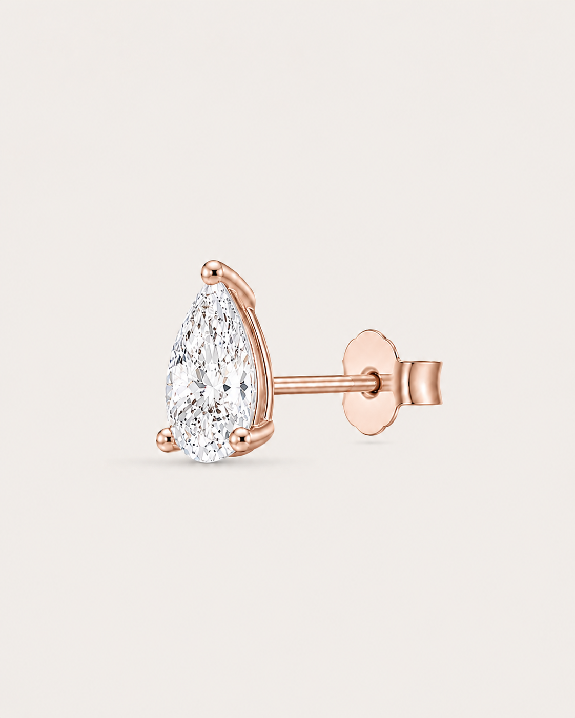 Puce LA POIRE Absolue — or rose massif 14 carats diamant synthèse taille poire 0,15 ct D–E VS+ DYAMKA