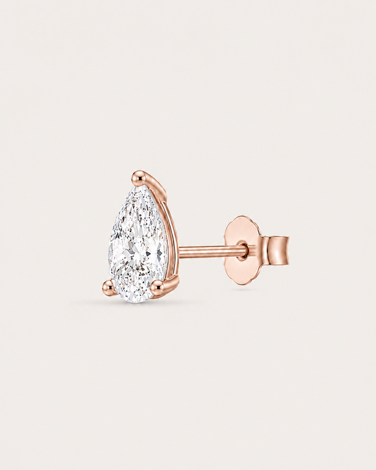 Puce LA POIRE Absolue — or rose massif 14 carats diamant synthèse taille poire 0,15 ct D–E VS+ DYAMKA