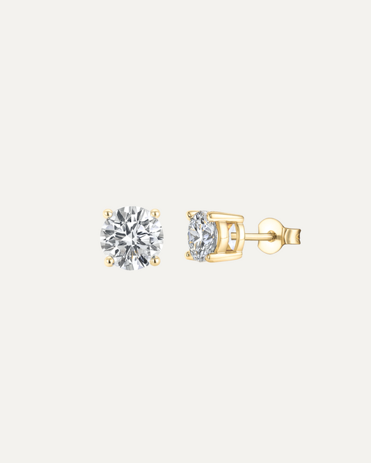 Puce d’oreille diamant 0,15 carat en or massif 375 jaune, diamant de synthèse D–E VS+ | PU01585TUJ
